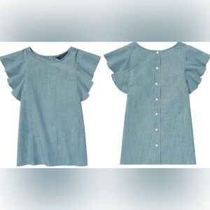 Polo by Ralph Lauren Girls Ruffle Sleeve Denim Blouse, size 8